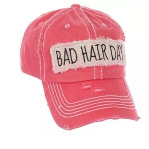 Pink 'Bad Hair Day' Distressed Cap
